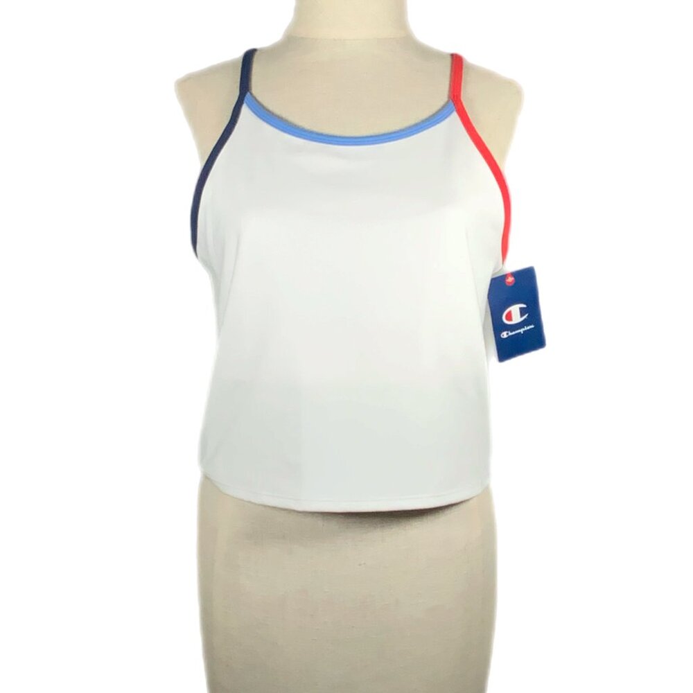 NWT Champion Soft Touch Longline Cropped Cami Shelf Bra XXL 2XL White Anti Odor - Picture 3 of 13